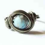 Turquoise and Gunmetal Ring..