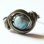 Turquoise and Gunmetal Ring..
