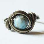 Turquoise and Gunmetal Ring..