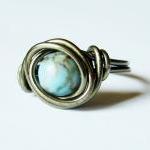 Turquoise and Gunmetal Ring..