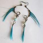Boho Turquoise Feather Earr..