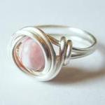 Silver and Pink Jasper Ring