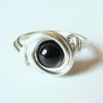 Black Agate Ring in Silver