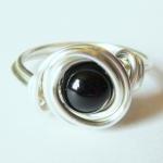 Black Agate Ring in Silver