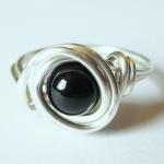 Black Agate Ring in Silver