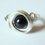 Black Agate Ring in Silver