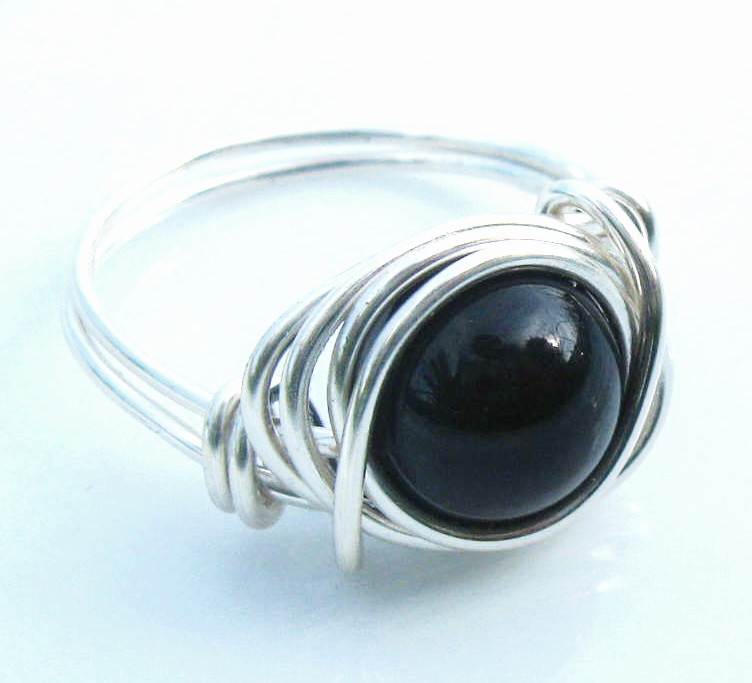 Swarovski Pearl Ring in Black and Silver
