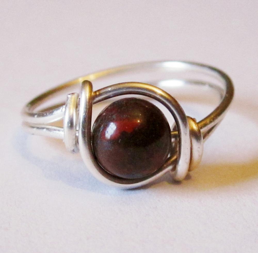 Red Poppy Jasper Gemstone Ging in Silver