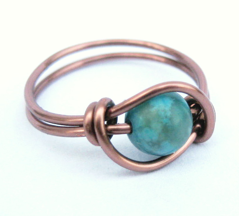 Turquoise Jasper Ring in Antiquw Copper