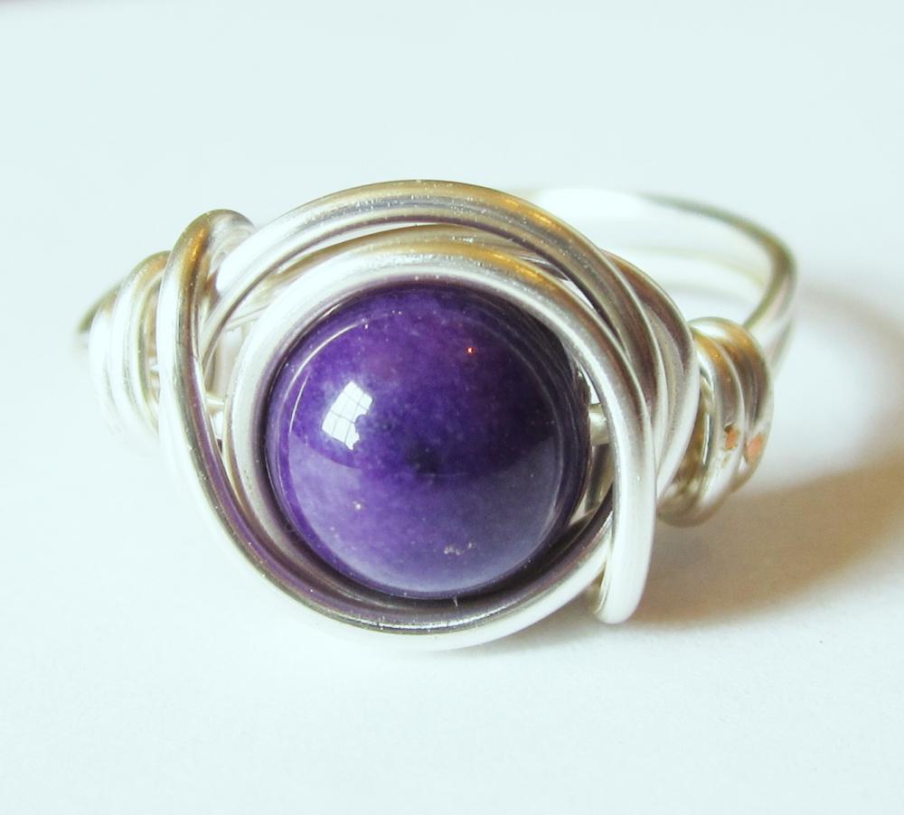 Purple Mountain Jade Ring in Silver