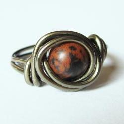 Obsidian Ring in Gunmetal Custom Size