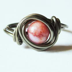 Pink and Gunmetal Gemstone Ring