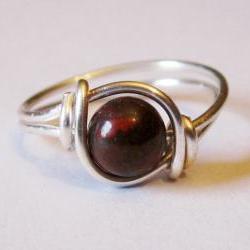 Red Poppy Jasper Gemstone Ging in Silver
