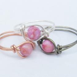 Pink Ring - Pink Matrix Jasper w/ Your Choice Of Wire Custom Size