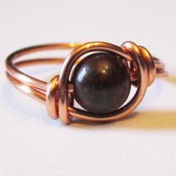 Red Poppy Jasper Ring in Copper Custom Size