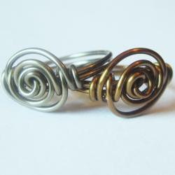 Friendship Ring Set Gunmetal and Antique Brass